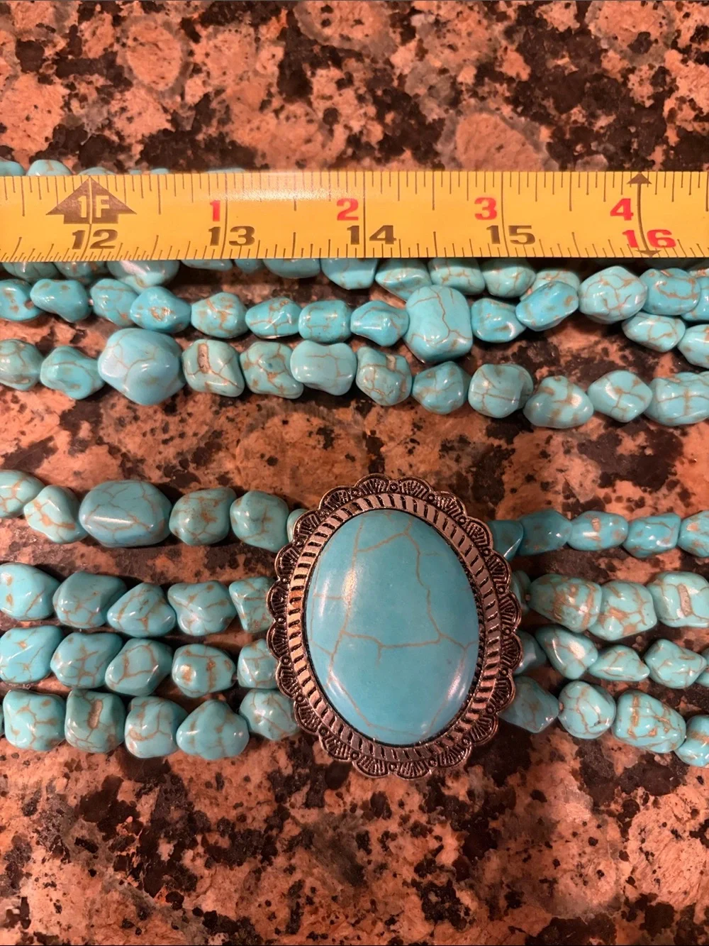 Turquoise Multi-Strand Stone Necklace - Blue